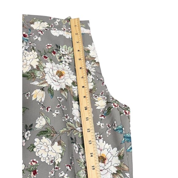 ZARA COLLECTION GRAY WHITE FLORAL STRAIGHT DRESS PANTS S BLOGGER FAV RARE - Picture 8 of 14